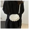 Stylish Cute Shell Shoulder Bag Minimalist with Pearls Design Pearl Decorated Handbag PU Leather Purse Bag for Women Girls