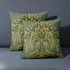 1 Pieces Green Pillows With Golden Tree Pattern Decor Polyester Pillowcase, Sofa Decorative Cushion Cov Headboard Pillow