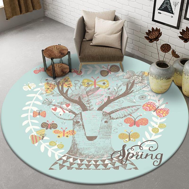 New Chinese Style Round Carpet Light Luxury Chinese Style Bedside Carpet Living Room Large Area Carpet Anti Slip Bedroom Floor Mat