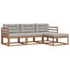 Outdoor Sofa Set with Cushions 4 Pcs Natural and Light Grey