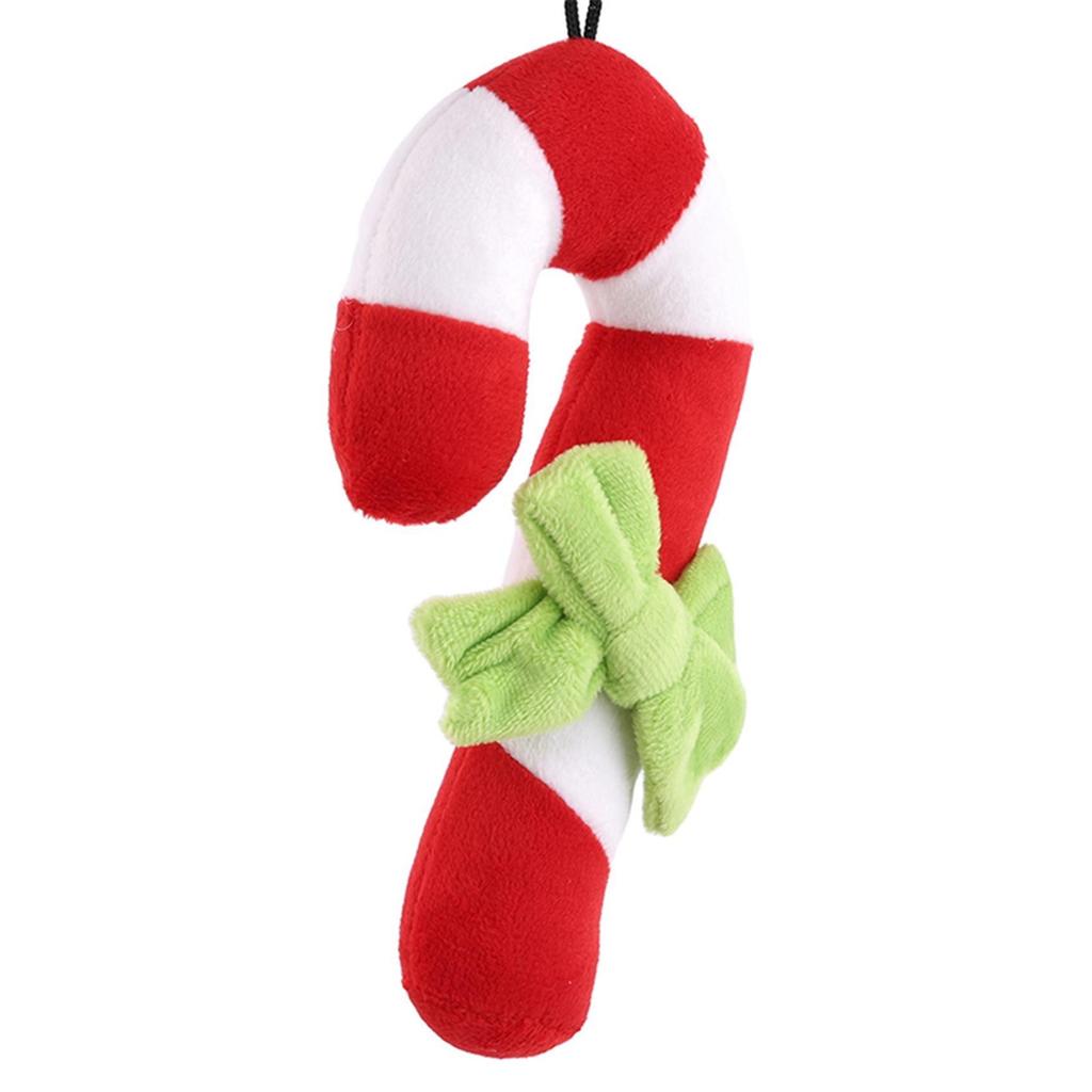 Christmas Pet Dog Toy Teether Cane Cleaning Dog Interactive Toy Bite-resistant Candy Cane Crutch Shape Chew Bite Training Tool