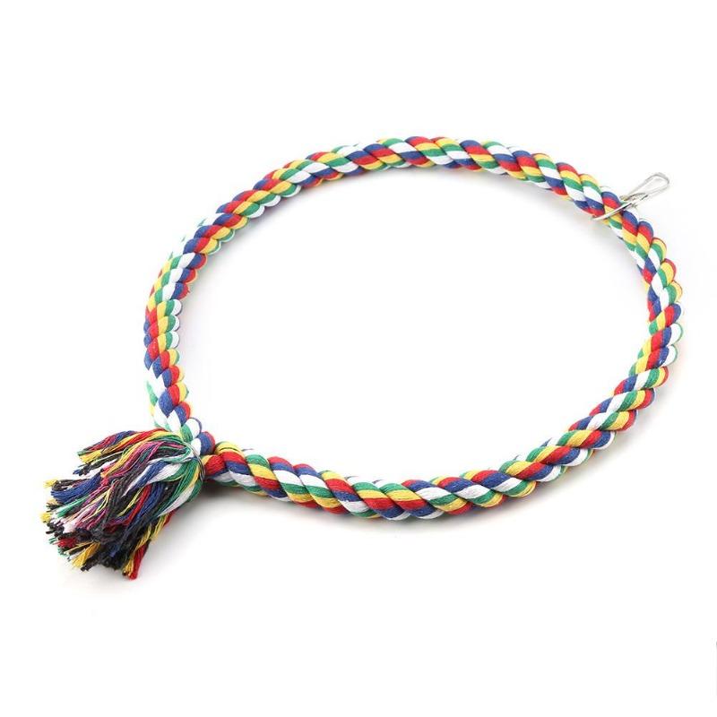 Bird Parrot Circle Ring Rope Perch Stand Swing Chewing Toy Birdcage Decoration Accessory