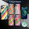 Striped Color Blocking Art Pattern  Phone Case For iPhone17,16,15,14,13,12,11 Plus,Pro Magnetic For Magsafe Wireless Charging