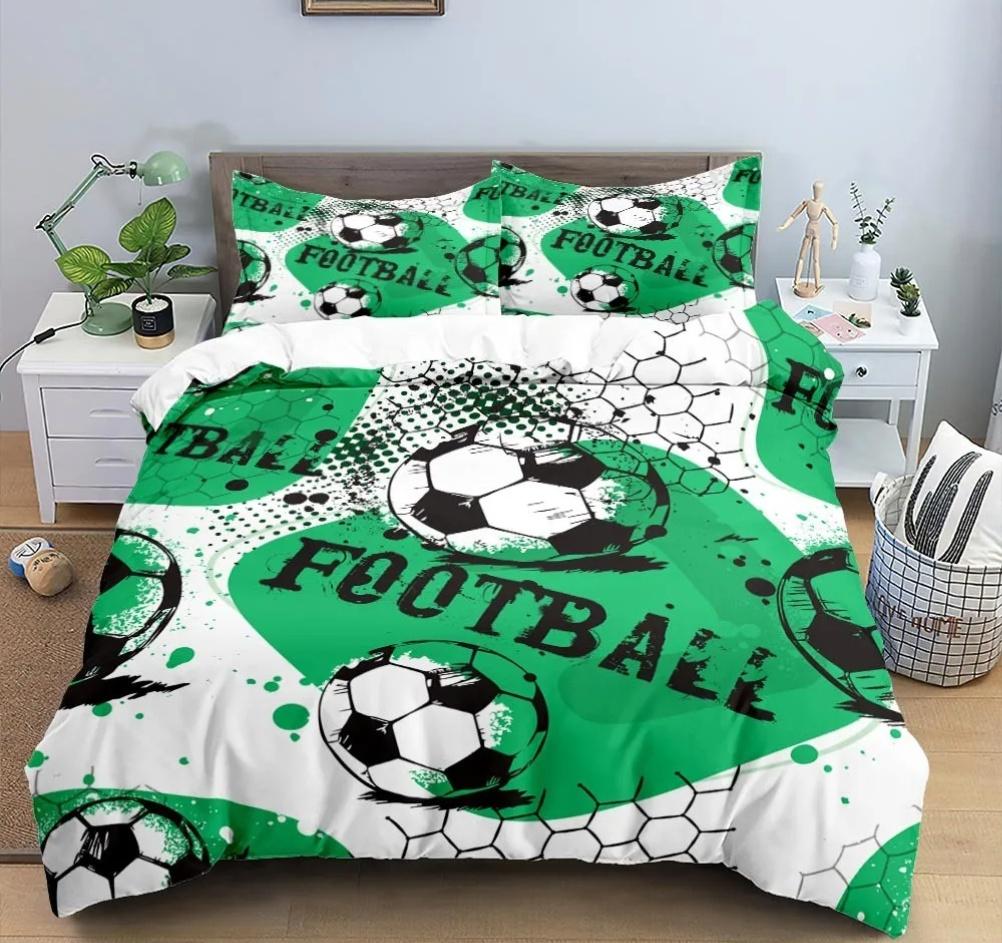 Cool Futbal Futbal 3D Posteľná súprava Prikrývka Obliečky Vankúše Prikrývka Posteľná bielizeň Izbová dekorácia pre chlapcov Darček Twin Queen King Size