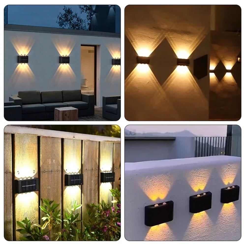 Outdoor 6/8/10 LED Solar Garden Light Solar Wall Lamp Up And Down Luminous Waterproof Solar Powered Wall Washer Light Yard Street Decor