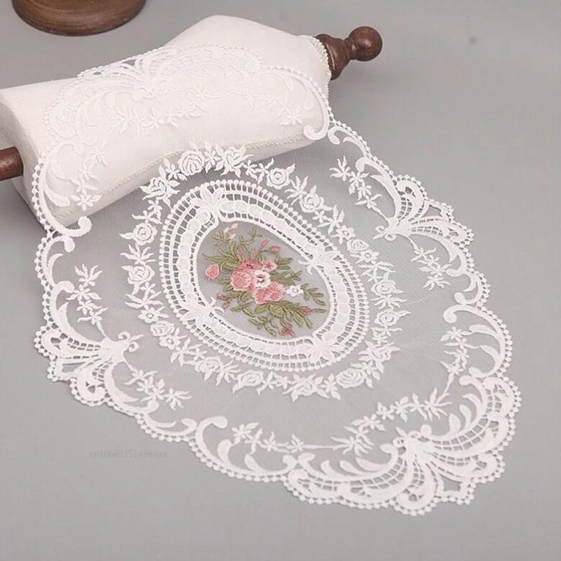 1PC Dinning Table Case Embroidered Table Surface Cloth Elegant Round Lace Tablecloth Coffee Coasters Napkin Party Wedding Decoration for Home