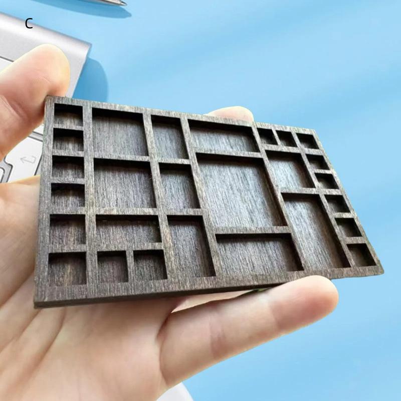 Miniatyr Prydnadshylla Mini Smyckeshållare Fack Smyckesdisplayhållare Vackra Träprydnader