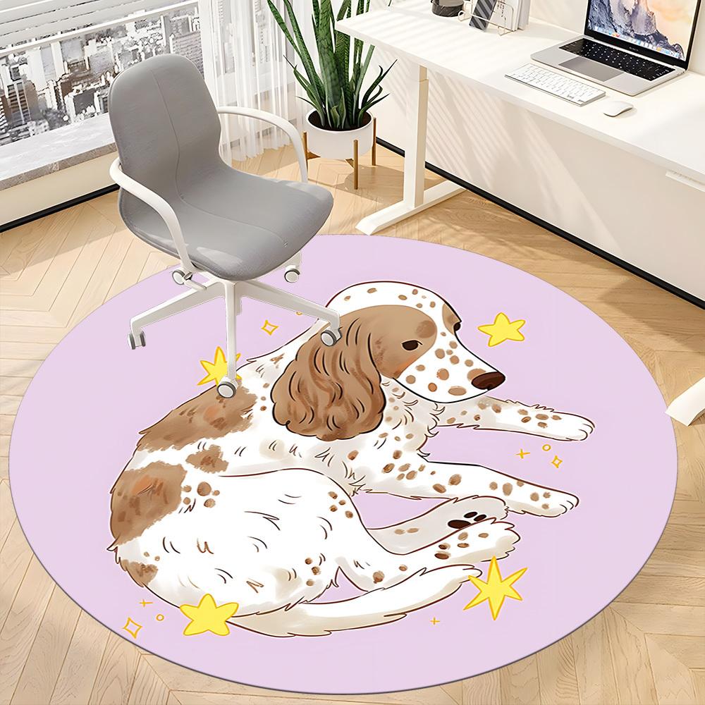 1pc Dog Stars Office Round Rug, Carpet for Office, Gaming, Lightweight Round Floor Mat Yy260205071