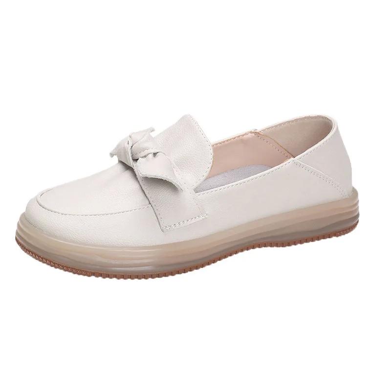 New Spring Super Fiber Round Head Bow Flat Shoes Women Fashion Casual Anti Slip Sports Shoes Soft Sole Vulcanized Shoes