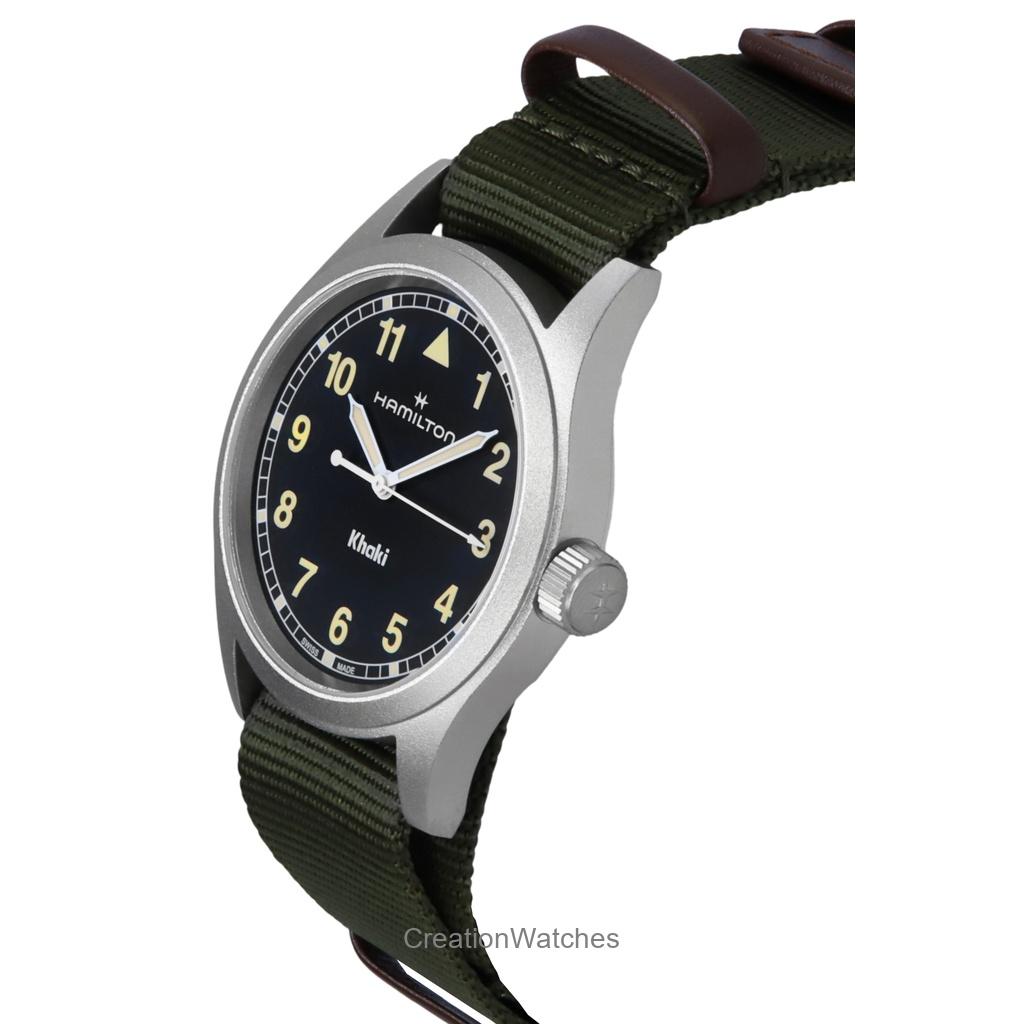 Hamilton Khaki Field Textile Strap Black Dial Quartz H69401930 Unisex Watch