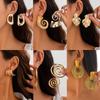 European and American Distressed Geometric Alloy Earrings: Irregular Wave Texture for Women
