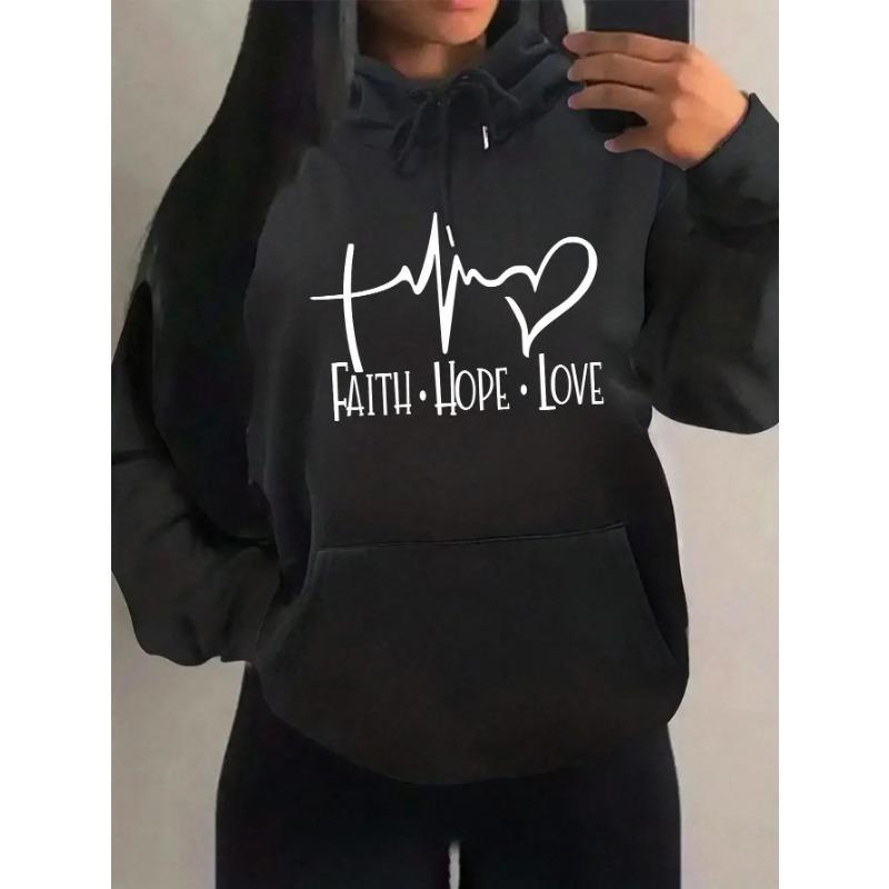 Hanorace Credință Speranță Iubire Grafic Litere Femei Hanorac Stradă Casual Larg Sweatshirt Toamnă Cu Glugă Gât O Îmbrăcăminte Femei Hanorace și Sweatshirturi Femei