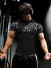T-shirt d'entraînement gothique tribal pour homme, noir avec motif épineux blanc, manches courtes respirantes pour l'entraînement en salle de sport