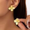 Textuur Vierblaadjes Bloem Oorbellen Mat Bloemen Vorm Kleine Oorstekers voor Vrouwen Elegante Dagelijkse Sieraden