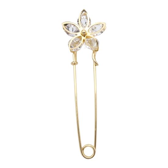 Flower Shape Anti-Exposure Women Brooch Pin Shining Rhinestone Faux Pearls Safety Pin Costume Accessories