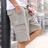 6XL Cotton Cargo Shorts Men's Lightweight Breathable Solid Color Drawstring Waist with Zipper Pockets Casual Summer Short Pants