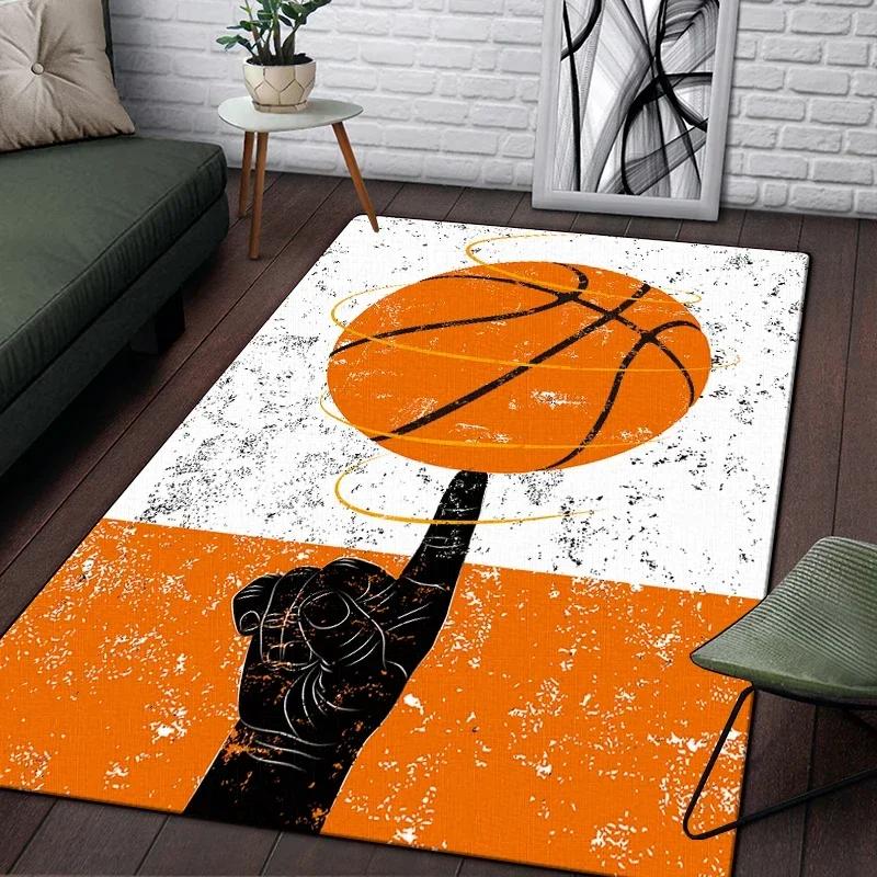 Basketball Bedruckter Teppich Wohnzimmerdeko Sofatisch Teppich Lounge Matte Küchenmatten für Boden Rutschfest Stuhlkissen Großer Teppich