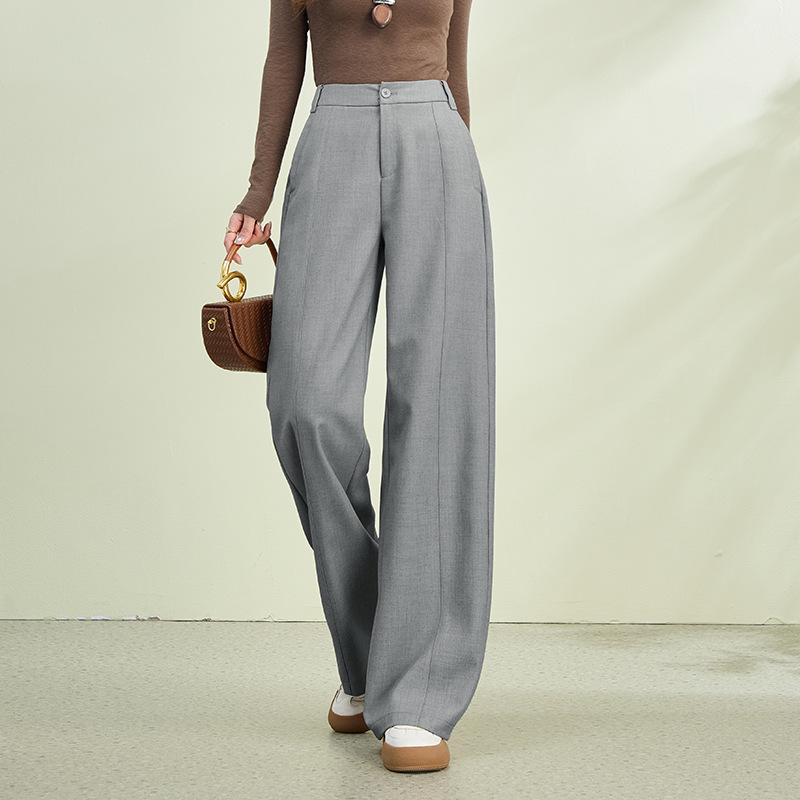 1116 Spring New High-waisted Wide-leg Pants Women's Meat-covering Commuting Versatile Straight-leg Pants Drape and Thin Casual Suit Pants
