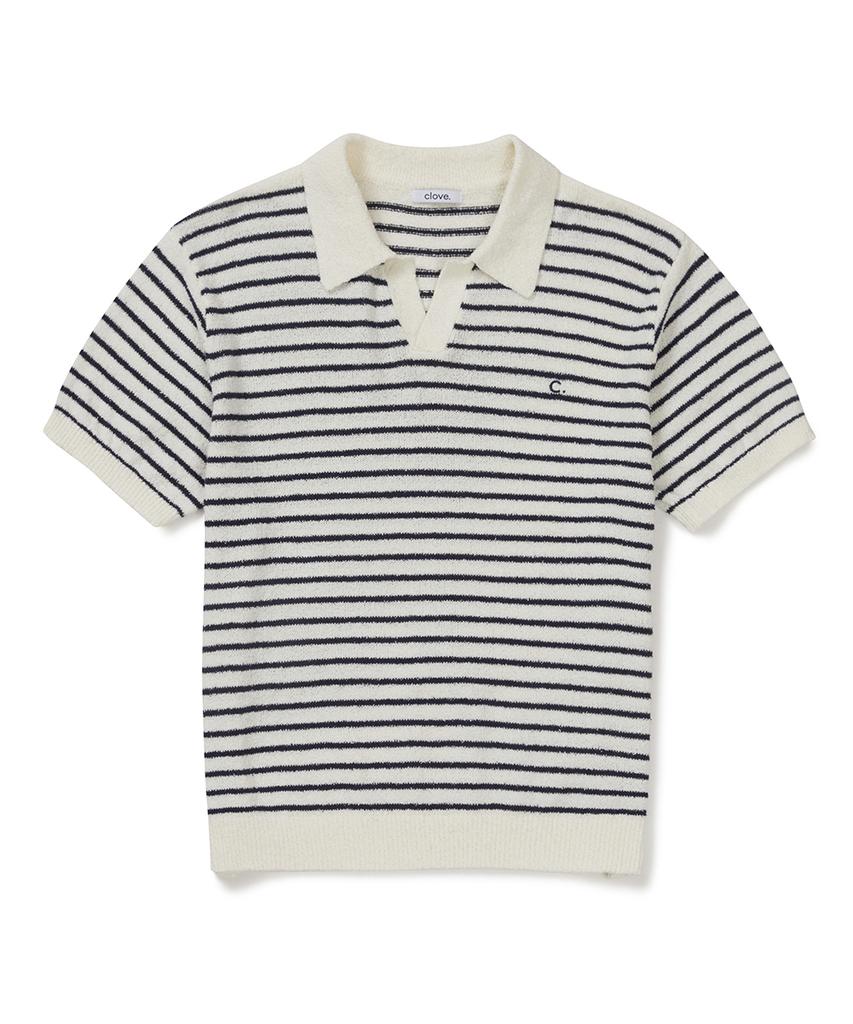 CLOVE [26Sm Clove] Stripe Boucle Collar Knit_Men (Ivory)