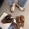 One-word Set of Toe Slippers Women's Summer New Korean Version Retro Simple One-word Slippers One-pedal Roman Sandals