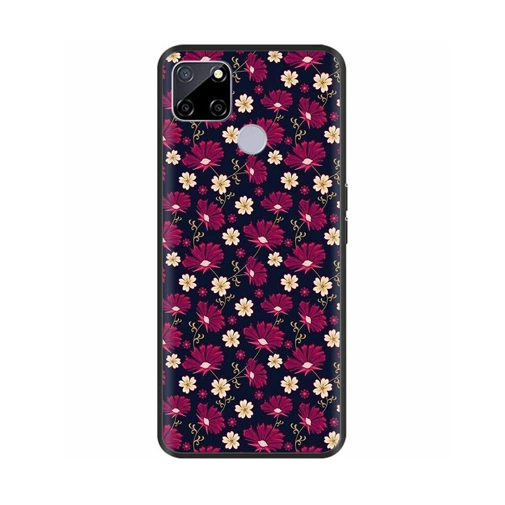 Für Realme C25 Hülle C25s Weiche Niedliche Abdeckung für OPPO Realme C25Y C21Y Silikon Schwarze TPU Handyhülle Für OPPO Realme C21 Blume Capa