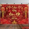 2D Happy Vietnamese New Year Backdrop with Traditional Vietnamese Ornaments for Photo Booth