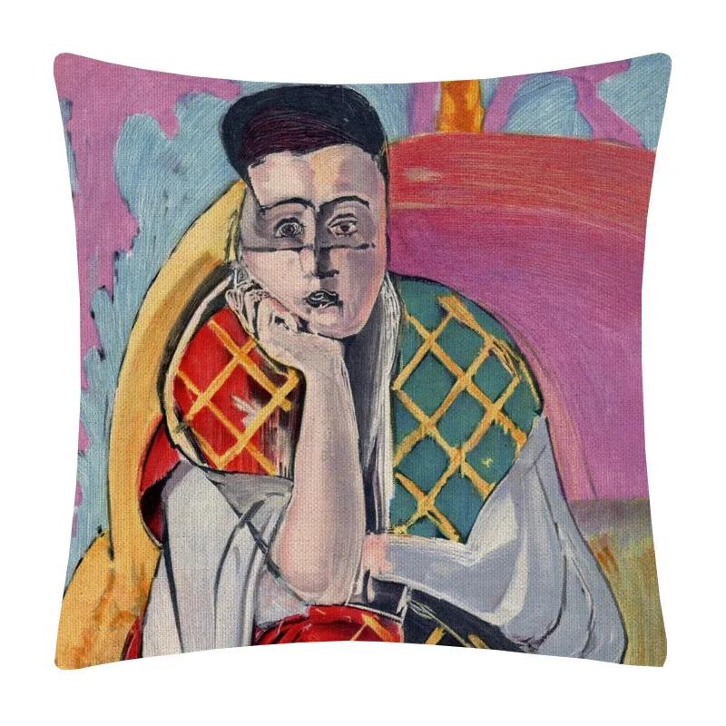 Henri Matisse Bedruckter Kissenbezug, Porträt, Ölkunst, Gemälde, dekorativer Kissenbezug, Heimdekoration, Polyester, Baumwolle, Leinen, 45 x 45 cm