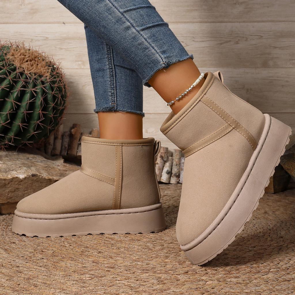 Mada 2025 Nauji moteriški ankle boots Stora pliušinė platforma Sniego batai Moteriški įsispiriami Sutirštinti pūkiniai batai Išlaiko šilumą Kailiniai medvilniniai batai Moteris