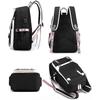 Teenage Girls' Backpack Middle School Students Bookbag Outdoor Daypack With Usb Charge Port, Black Pink