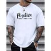 Men's 100% Cotton Summer Casual Loose Fitting Positive Print Round Neck Short Sleeved T-shirt Casual Letter Pattern Tops Summer