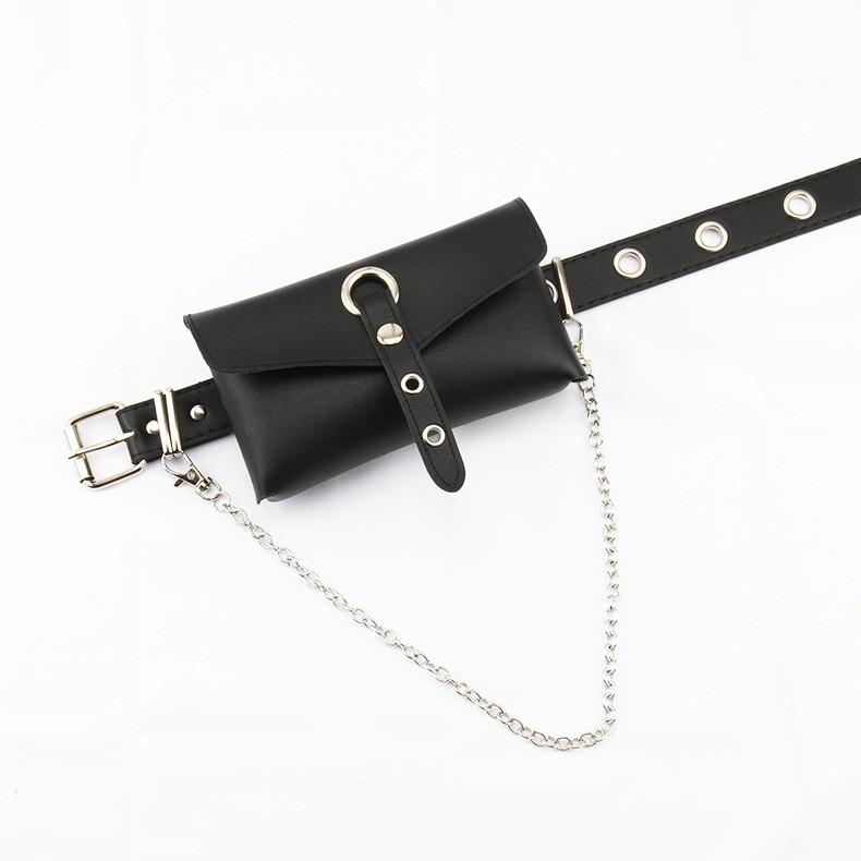 Punk Style Belt For Women With Pu Material And Adjustable Pin Buckle For Fashionable Streetwear
