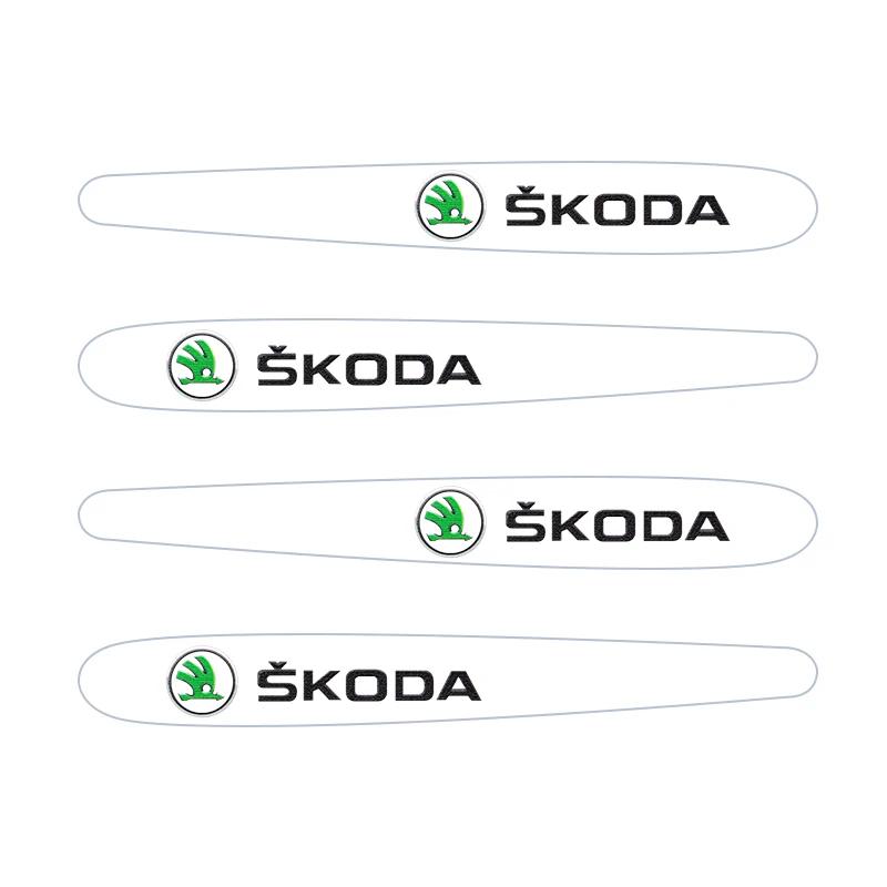 CGV1 For Skoda Octavia Fabia Superb Karoq Car Door Handle Sticker Racing Sport Protection Decals Door Bowl Film Accessories
