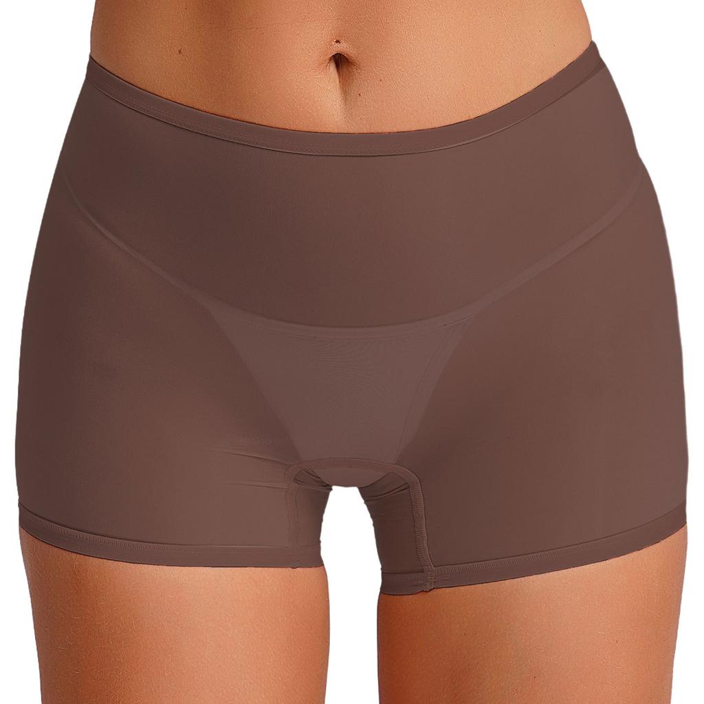 Womens Sheer Stretchy Glossy Low Waist Boyshort Boxer Underwear