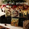 Home Decor Christmas Santa & Deer Pattern Pillow Covers Pattern Cushion Cover Suitable for Sofa Bedroom Car Pillow Cover