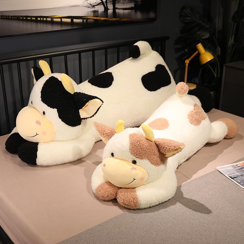 90/110CM Lovely Milk Cow Plush Toysets Cartoon Stuffed Animal Cattle Dolls Sleeping Pillow for Birthday Surprise Gifts