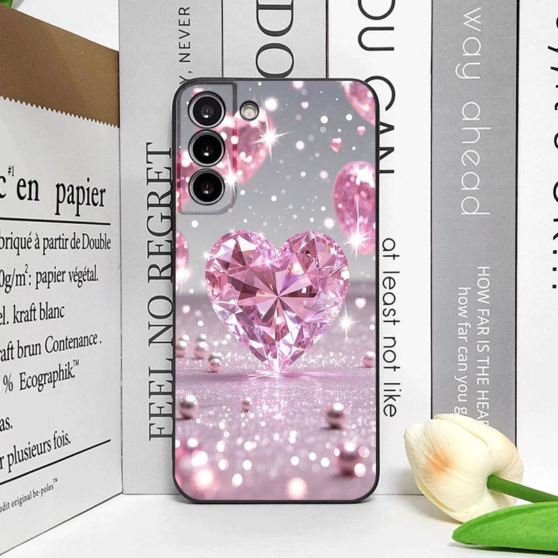 Stylish Pink Heart-Shaped Crystal Phone Case for OPPO Reno 13 12 F 11 10 Pro Plus A98 A74 A59 Find X8 X5 X3 Lite 5G Soft Covers