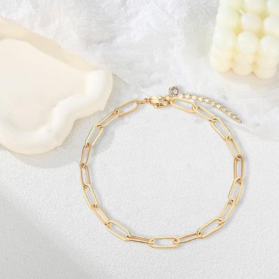 Creatieve Ovalen Paperclip Armband Verlengketting Verstelbare Armband Strass Ingelegd Eenvoudig