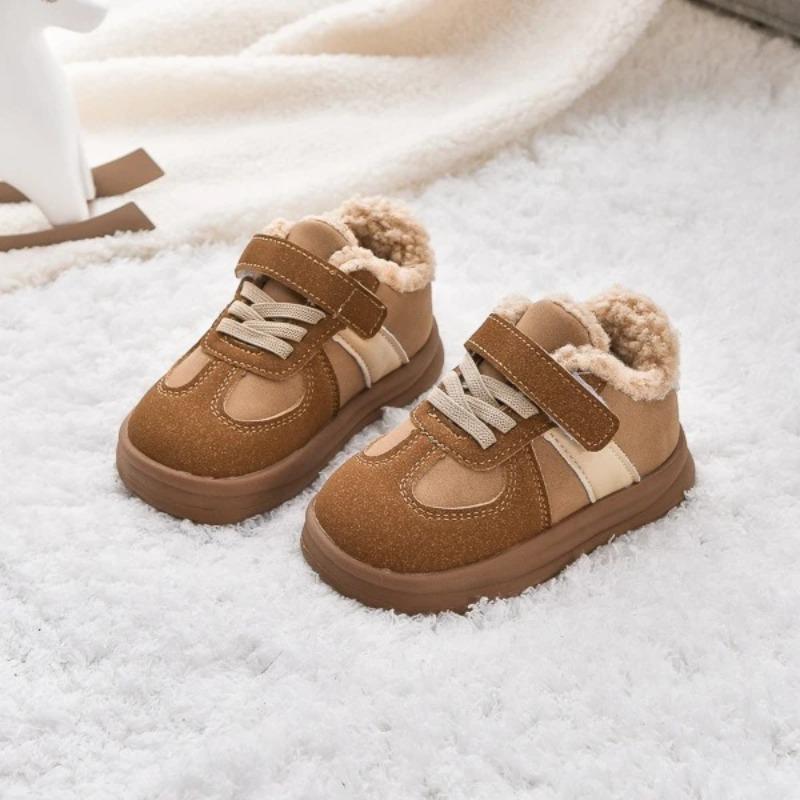 1-8J Kinderschoenen Herfst Winter Baby Jongens Meisjes Zwart Katoen Pluche Warm Lage Laarsjes Kleine Kinderen Casual Sportschoenen