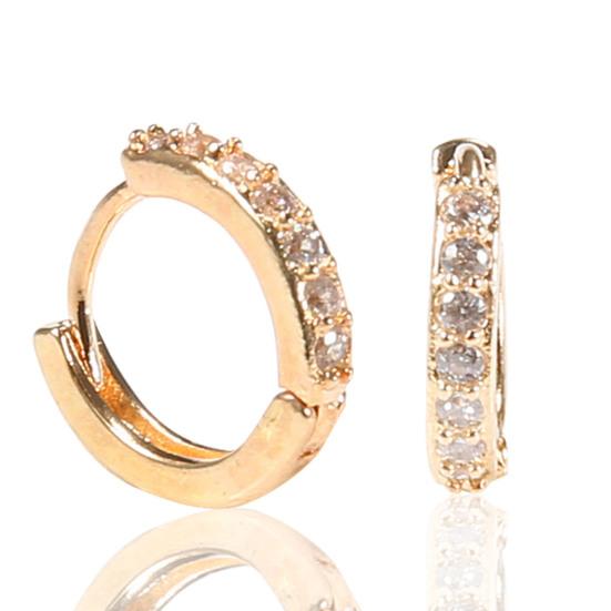 Yousheng 1 Pair Elegant Women Hoop Earrings Shining Rhinestones Inlaid Piercing Round Earrings Party Jewelry Gift