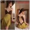 Lace Satin Sleepwear Set With V Neck And Sleeveless Design For Women