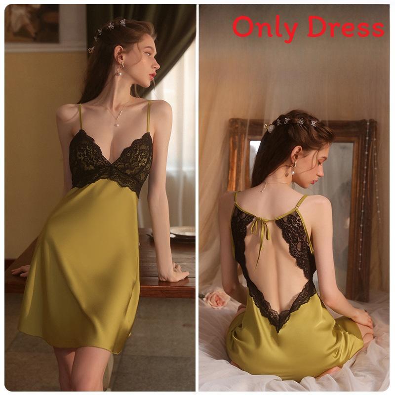 Lace Satin Sleepwear Set With V Neck And Sleeveless Design For Women