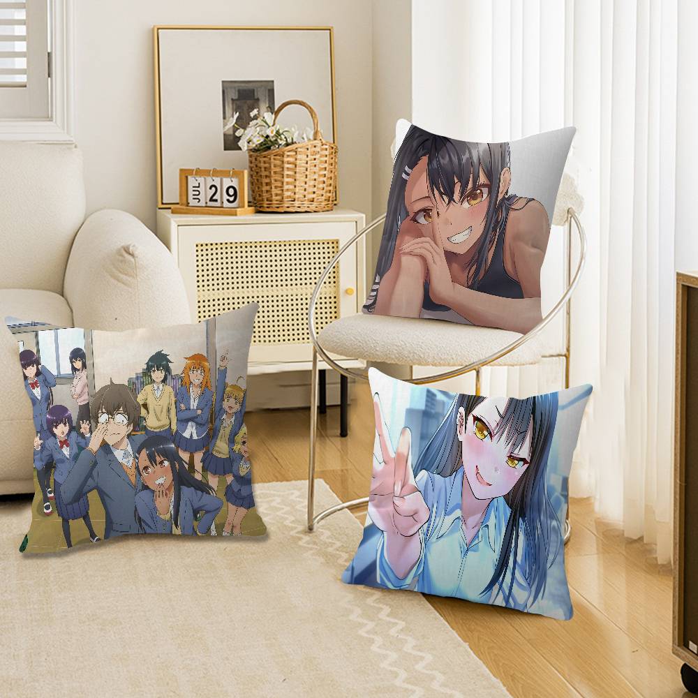 Anime Dont Toy With Me Miss Nagatoro Cushion Cover Inches Farmhouse Decor Home Throw Pillow Covers For Couch Decorations