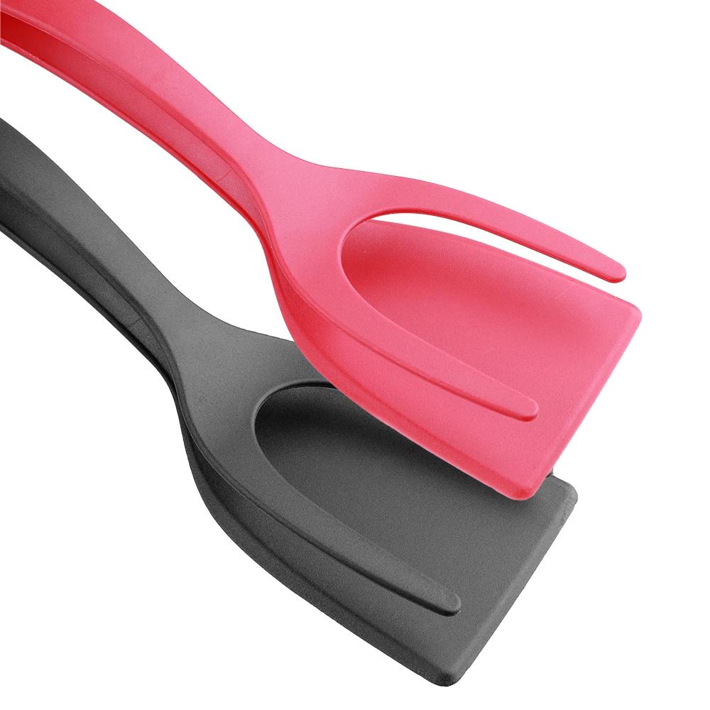 Multi-Functional 2 In 1 Egg Spatula Tongs - Nylon Grip Flip Clamp Steak Pancake Fried Turners Kitchen Cooking Tools Accessories