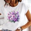 (Asian Size) T Shirt Female Women Tee Top Flower Lovely Trend Clothing Casual Flower Fashion Short Sleeve Print Lady Graphic T-shirts