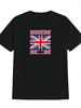 Casual Round Neck T-shirt with British Flag Print