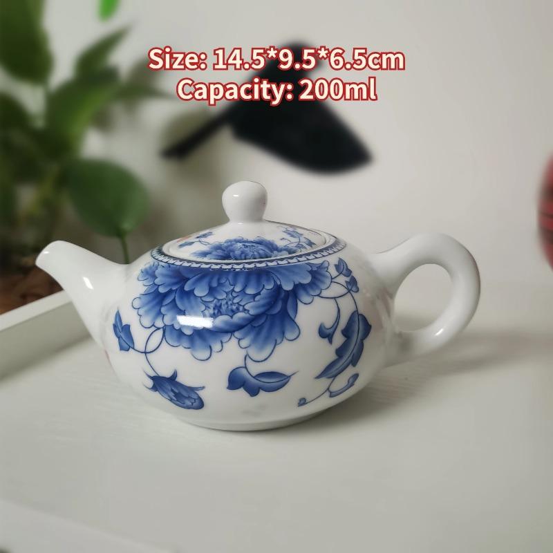 Jingdezhen-blue and White Porcelain Teapot, Chinese Kungfu Tea Set, Household Ceramic Pot for Puer, Service Kettle, Cute Teaware