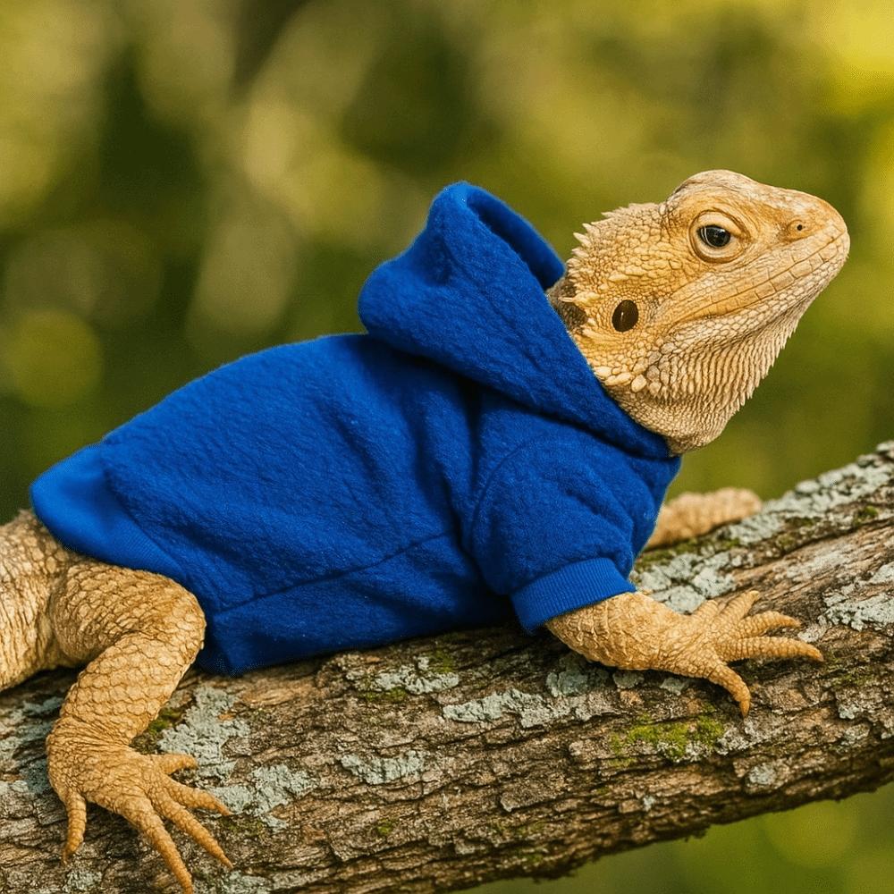 Ferret Hoodie Warm Lizards Clothes Windproof Solid Color Bearded Dragon Hoodie Soft Pet Coat Jacket Photo Party