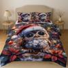 3 Pcs Christmas Owl Quilt Set Thick Blanket Set Festive Comforter Bedding Set 1 Quilt + 2 Pillowcases Holiday Gift Idea