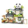 Non-Toxic City Tea House Building Blocks Set Mini Bricks Openable Panda Construction Tea Shop Building Toys For Gift For Kids Adults