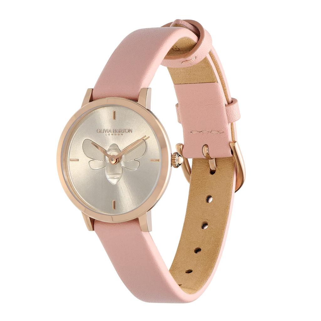 Authorized Dealer Olivia Burton Watch Ladies Ob24000018 Signature 28mm Bee Ultra Slim Carnation Gold Brushed Leather Strap Watch [OLIVIA BURTON] &